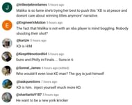 Fan reactions to KD's interview with Malika Andrews.